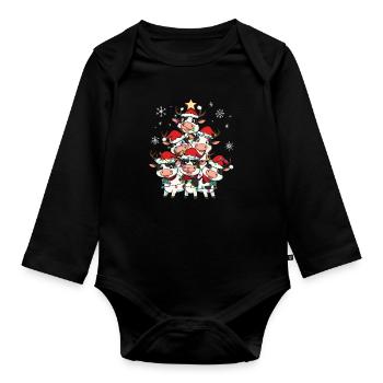 Kuh Weihnachten Weihnachtsmann - Baby Bio-Langarm-Body - Schwarz - Vorne