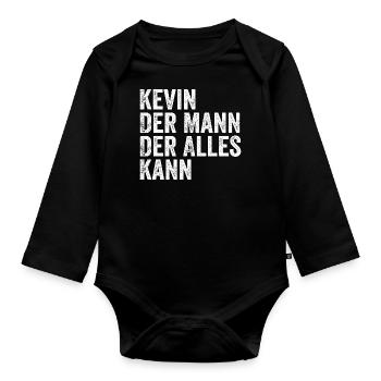 Kevin L’homme qui sait tout Prénom Kevin - Body Bébé bio manches longues - noir - Devant