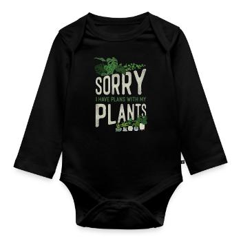Plant Lover Gardening Sorry I Have - Baby Bio-Langarm-Body - Schwarz - Vorne