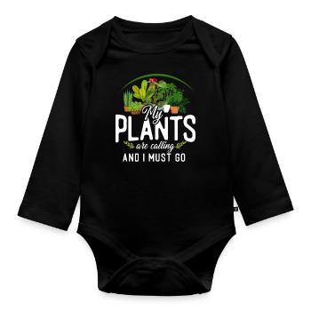 Plant Lover Gardening My Plants - Baby Bio-Langarm-Body - Schwarz - Vorne