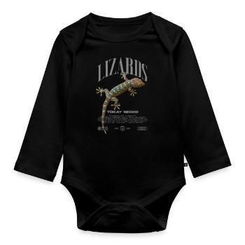 Tokay Gecko Gardien de reptiles moderne Streetwear - Body Bébé bio manches longues - noir - Devant