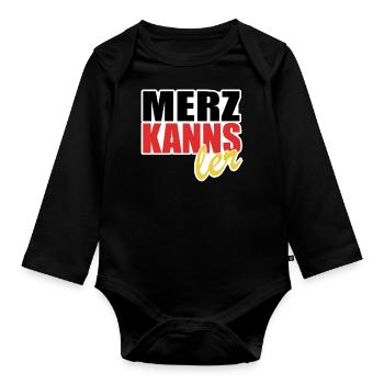 Merz kanns - Kanzler - Kanzlerkandidat - Baby Bio-Langarm-Body - Schwarz - Vorne