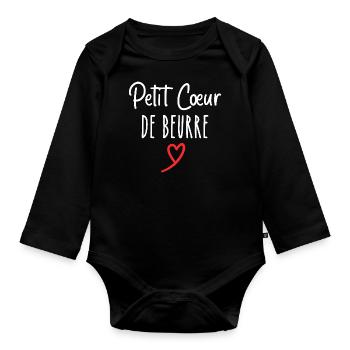 petit cœur de beurre - Body Bébé bio manches longues - noir - Devant