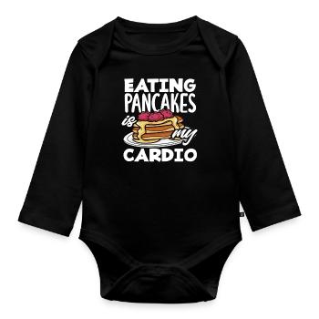 Eating pancakes is my cardio - Organic Longsleeve Baby Bodysuit - black - Front
