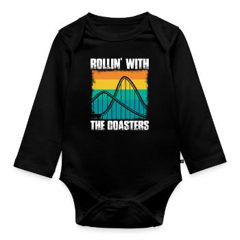 Roller Coaster Track Roller Coaster Lovers Völker - Organic Longsleeve Baby Bodysuit - black - Front