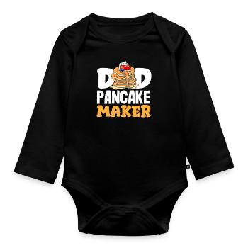 Pancakes Papa Pancake Maker Funny - Organic Longsleeve Baby Bodysuit - black - Front