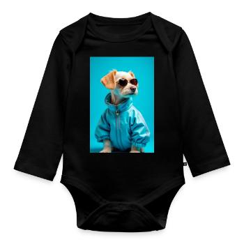 super cute dogs fashion victims – Maltese - Organic Longsleeve Baby Bodysuit - black - Front