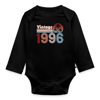 Vintage 1996 Palmiers Rétro Anniversaire - Body Bébé bio manches longues - noir - Devant