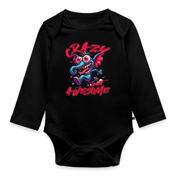 Crazy but Awesome - Style bande dessinée éléphant - Body Bébé bio manches longues - noir - Devant