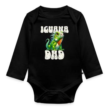 Papa iguane - Body Bébé bio manches longues - noir - Devant
