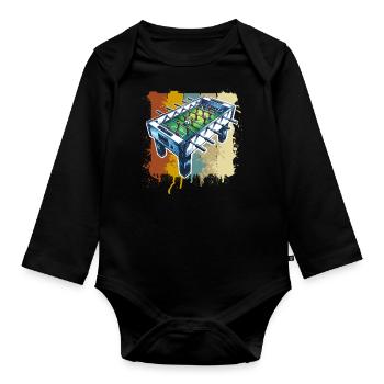 Tischkicker Tischfußball - Baby Bio-Langarm-Body - Schwarz - Vorne