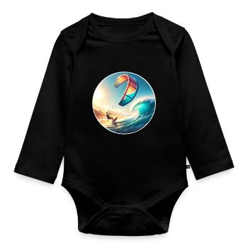 Kitesurf Kitesurfer Kiteboard - Body Bébé bio manches longues - noir - Devant