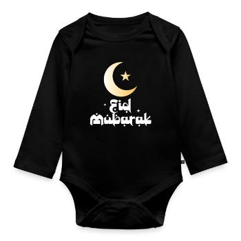 Eid Mubarak - Organic Longsleeve Baby Bodysuit - black - Front