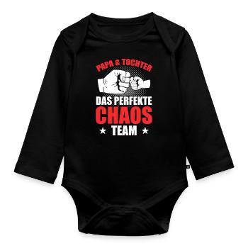 Papa Tochter das perfekte Chaos Team - Baby Bio-Langarm-Body - Schwarz - Vorne