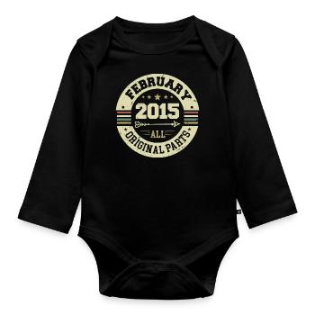 Février 2015 Cadeau d’anniversaire Vintage 2015 - Body Bébé bio manches longues - noir - Devant