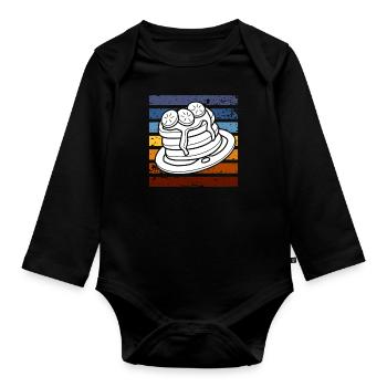 Retro Pancakes Breakfast Indulgence - Organic Longsleeve Baby Bodysuit - black - Front