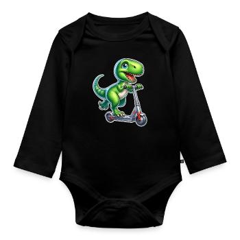 E-Scooter E-Roller T Rex Dino Scooter - Organic Longsleeve Baby Bodysuit - black - Front