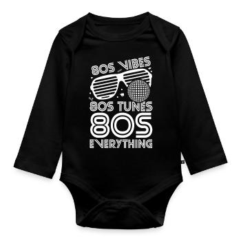 80s Vibes Melodies Everything - Organic Longsleeve Baby Bodysuit - black - Front