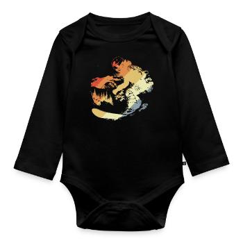 Retro Snowboarder - Organic Longsleeve Baby Bodysuit - black - Front