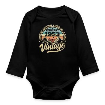 Februar 1953 Jahrgang Retro, Februar 1953 Geschenk - Baby Bio-Langarm-Body - Schwarz - Vorne