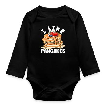 J’aime les piles de crêpes de plaisir - Body Bébé bio manches longues - noir - Devant