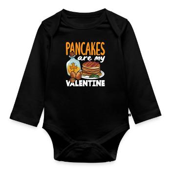 Pfannkuchen Sind Mein Valentinstag - Baby Bio-Langarm-Body - Schwarz - Vorne
