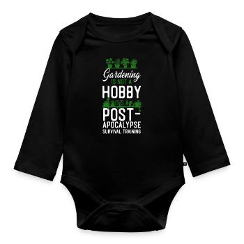 Plant Lover Gardening Gardening Is - Baby Bio-Langarm-Body - Schwarz - Vorne