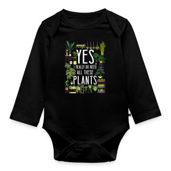 Amateur de plantes jardinage , je - Body Bébé bio manches longues - noir - Devant