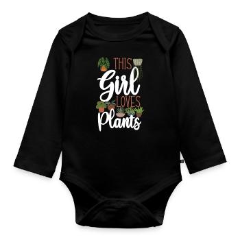 Amateur de plantes jardinière fille ceci - Body Bébé bio manches longues - noir - Devant