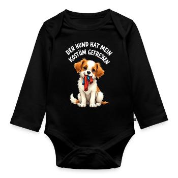Kein Kostüm Hund Kostüm gefressen Karneval lustig - Baby Bio-Langarm-Body - Schwarz - Vorne