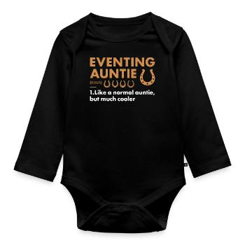 Rider Auntie Definition Eventing - Organic Longsleeve Baby Bodysuit - black - Front