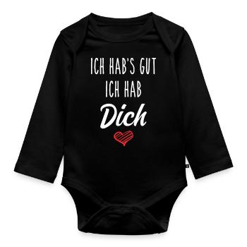 Ich hab's gut ich hab Dich - Liebe Geschenk Love - Baby Bio-Langarm-Body - Schwarz - Vorne