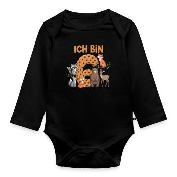 6th Birthday 6 Years Forest Animals Forest Animals - Organic Longsleeve Baby Bodysuit - black - Front