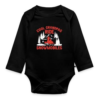 Snowmobile Dad Grandpa - Cool Grandpa Ride Snowmobile - Organic Longsleeve Baby Bodysuit - black - Front