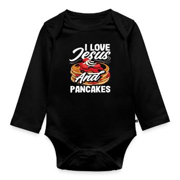 J’aime Jésus et les crêpes - Body Bébé bio manches longues - noir - Devant
