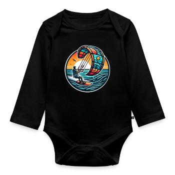 Kitesurf Kitesurfer Kiteboard - Body Bébé bio manches longues - noir - Devant