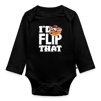 I'm flipping these pancakes - Organic Longsleeve Baby Bodysuit - black - Front