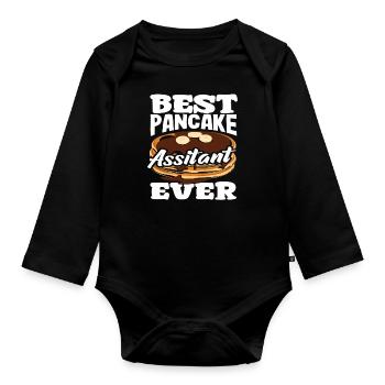 Best Pancake Assistant Ever - Organic Longsleeve Baby Bodysuit - black - Front