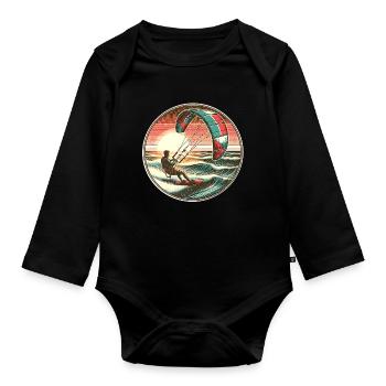 Kitesurf Kitesurfer Kiteboard - Body Bébé bio manches longues - noir - Devant