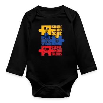 Journée de sensibilisation à l’autisme Cadeau autiste - Body Bébé bio manches longues - noir - Devant