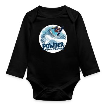 Powder to the People – Snowboard & Powder - Baby Bio-Langarm-Body - Schwarz - Vorne
