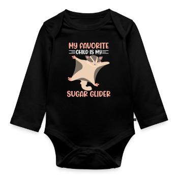 Sugar glider - Organic Longsleeve Baby Bodysuit - black - Front