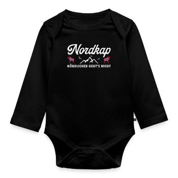 Norway Norway Norge Moose Norway Flag North Cape - Organic Longsleeve Baby Bodysuit - black - Front