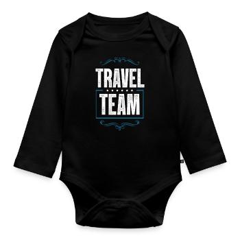 Travel Team - Organic Longsleeve Baby Bodysuit - black - Front