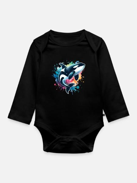 Orca Schwertwal - Baby Bio-Langarm-Body - Schwarz