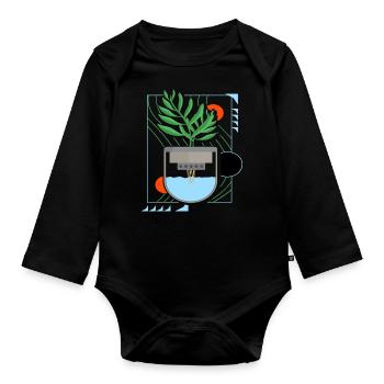 Culture hydroponique - Body Bébé bio manches longues - noir - Devant