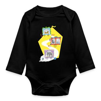 zoo animal circus - Organic Longsleeve Baby Bodysuit - black - Front