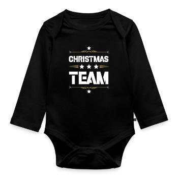 L’équipe de Noël - Body Bébé bio manches longues - noir - Devant