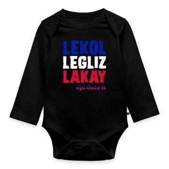Haiti Haitian Caribbean Holidays - Organic Longsleeve Baby Bodysuit - black - Front