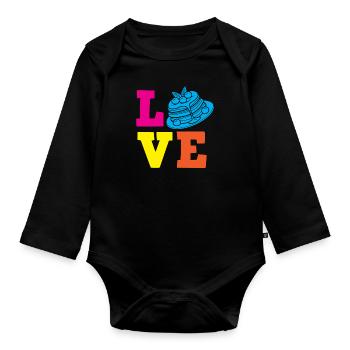 Pancakes Liebe Frühstück Genuss Pur - Baby Bio-Langarm-Body - Schwarz - Vorne